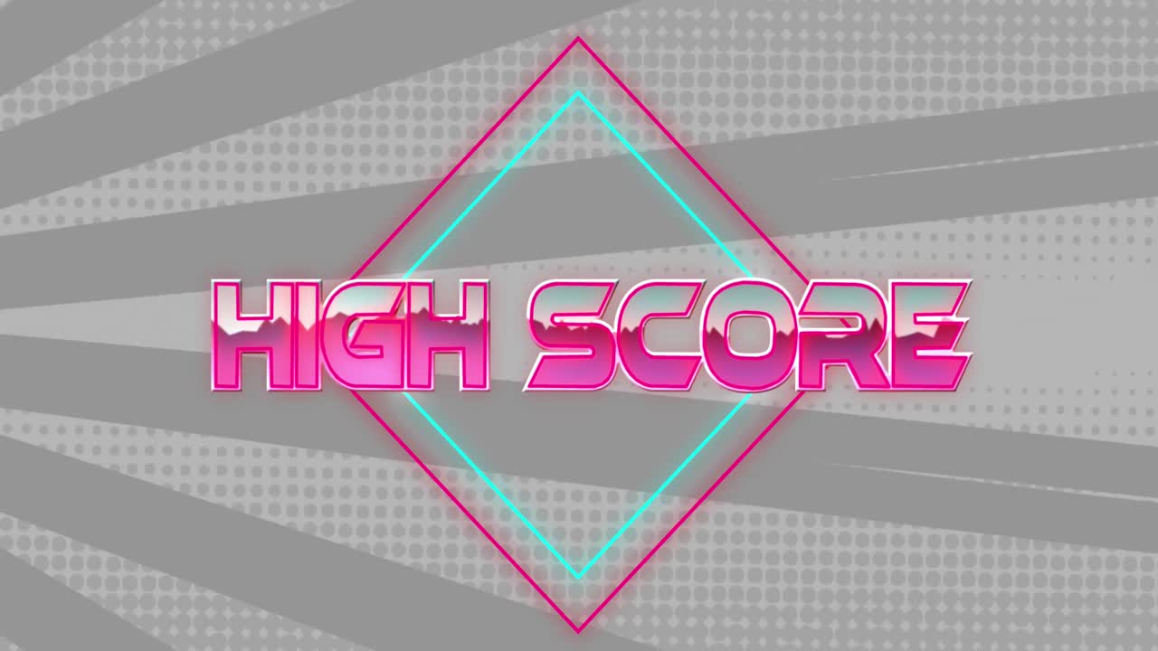 Animation of high score text over lines on grey background