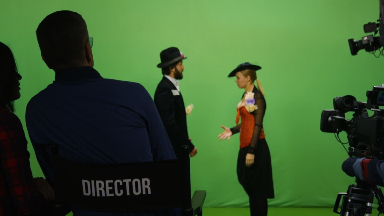 detrás de las escenas filmación de pantalla verde