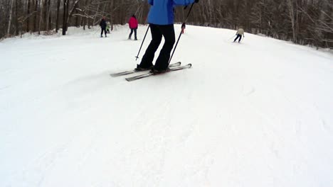 women on ski shot from behind