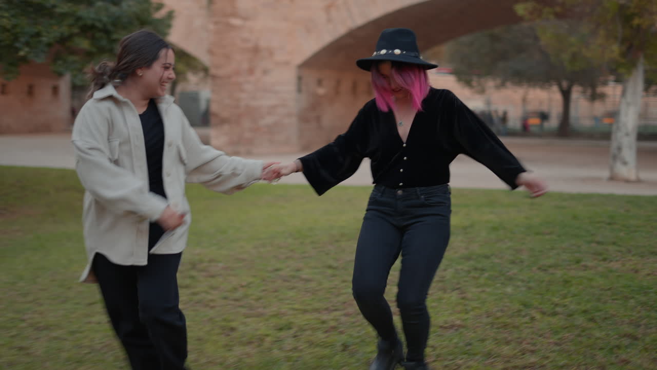 Two Women Enjoying Time in a Park