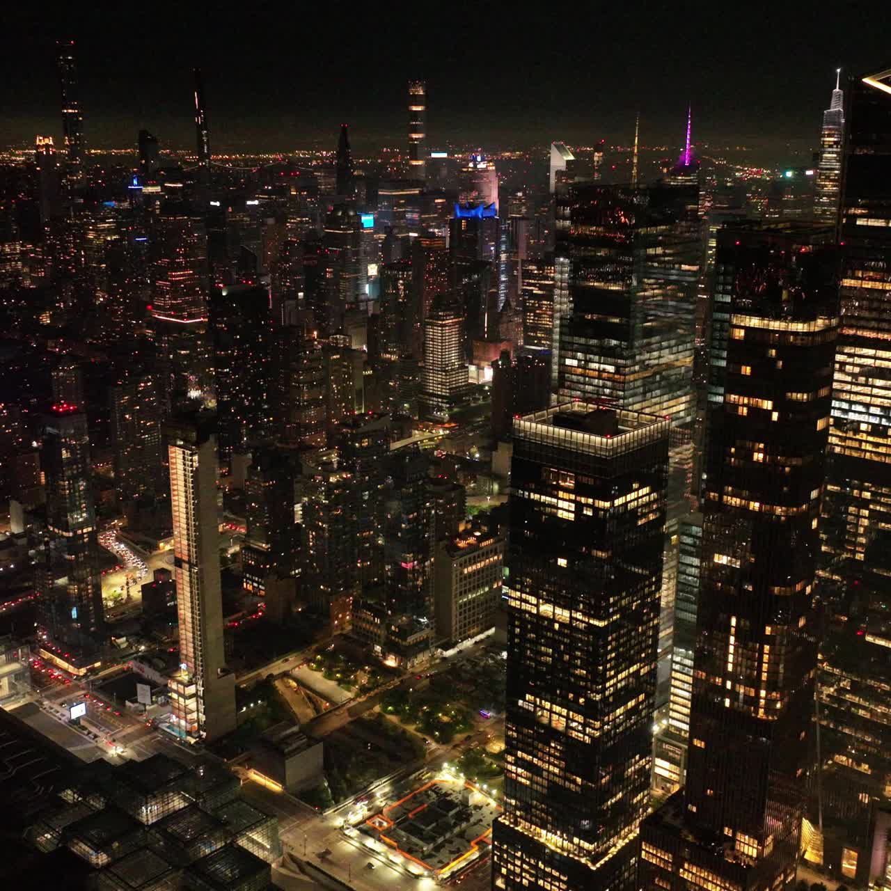 Glamorous shining panorama of outstanding New York. Impressive scenery of never sleeping metropolis at night