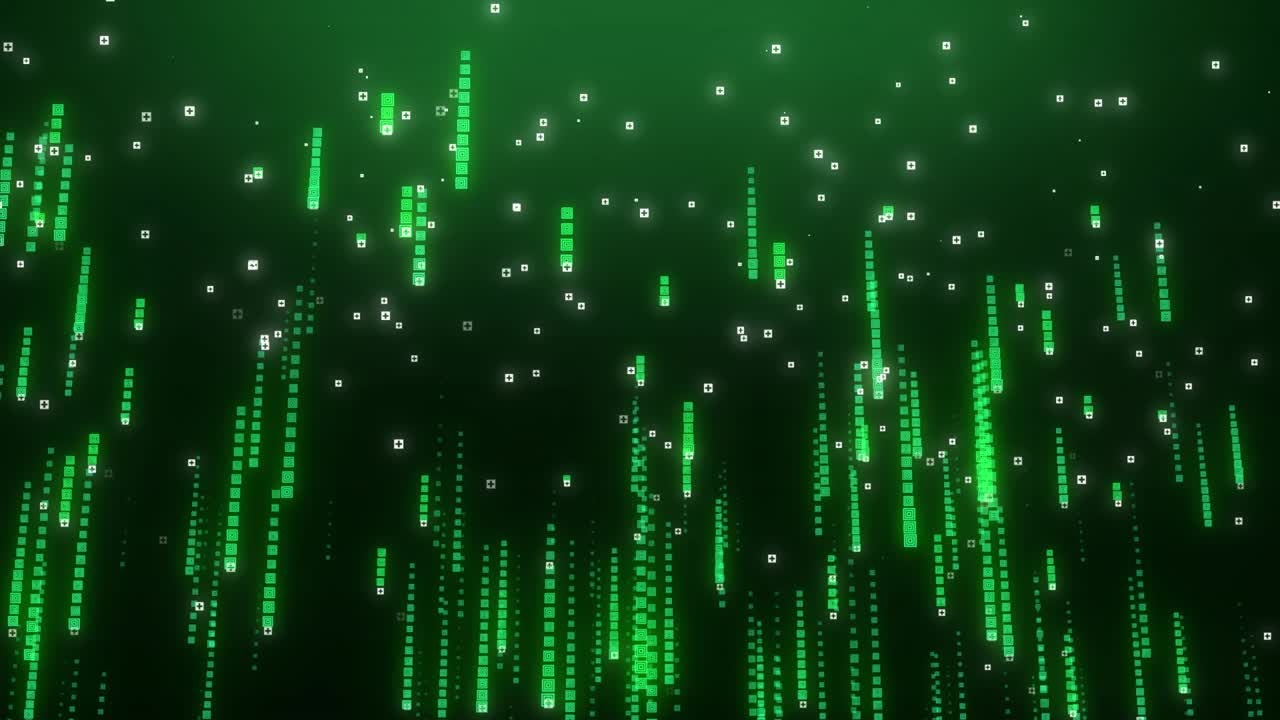 하락하는 이진 숫자 코드 비. 알고리즘 디지털. 추상적인 미래 기술 개념 교통 통신 및 전송 데이터 스트림. 원활한 루프 애니메이션 4k 배경.