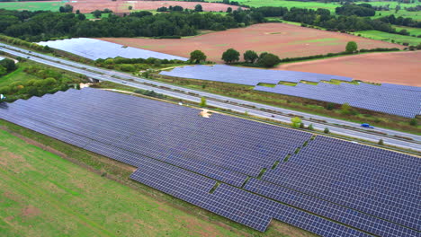 along-the-A20-freeway-in-Mecklenburg-Western-Pomerania-in-Germany,-there-is-a-solar-park-for-generating-electricity