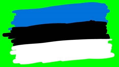 estonia flag drawing on green screen isolated whiteboard