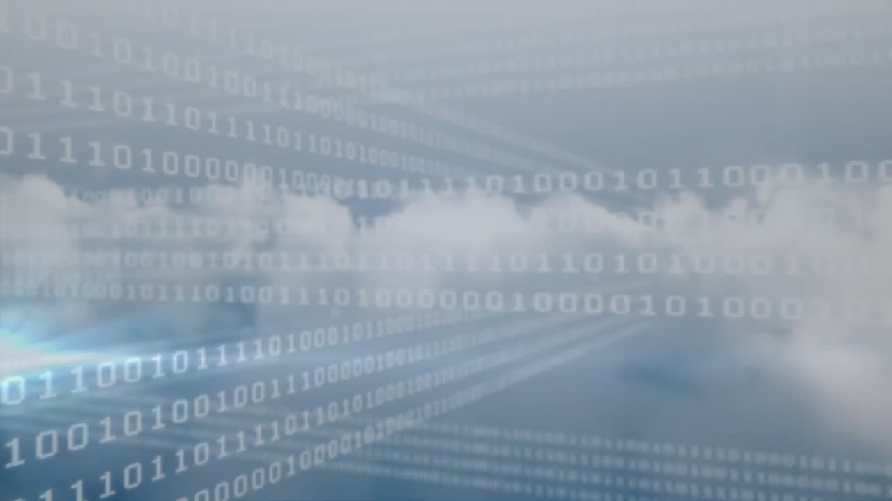animación de codificación binaria procesamiento de datos digitales en nubes
