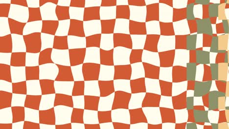 groovy check animation, distort multicolor squares, 70s style background