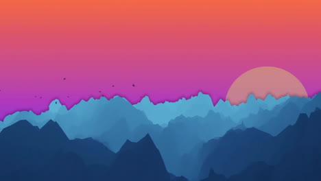 animation of digital mountains over sun