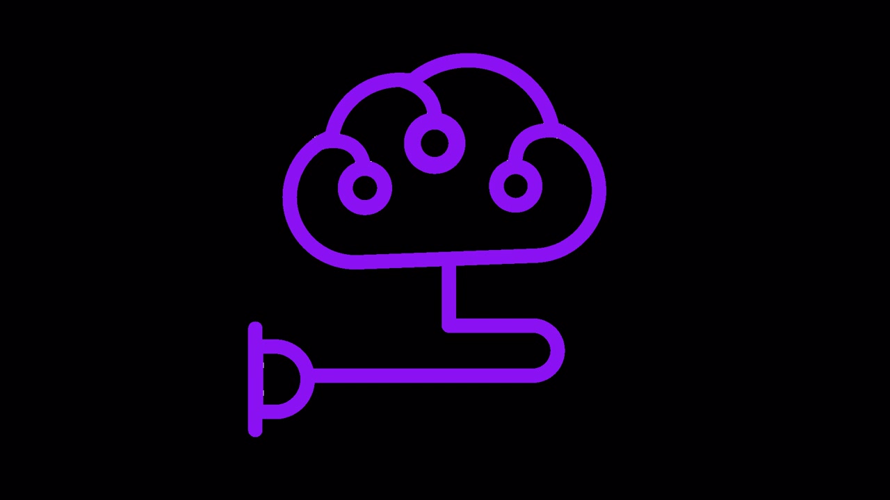 Animated Purple Cloud Icon Plugging Into Power Outlet