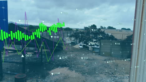 animation of financial data processing over landfill site