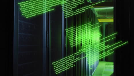 animación del procesamiento de datos digitales a través de servidores informáticos