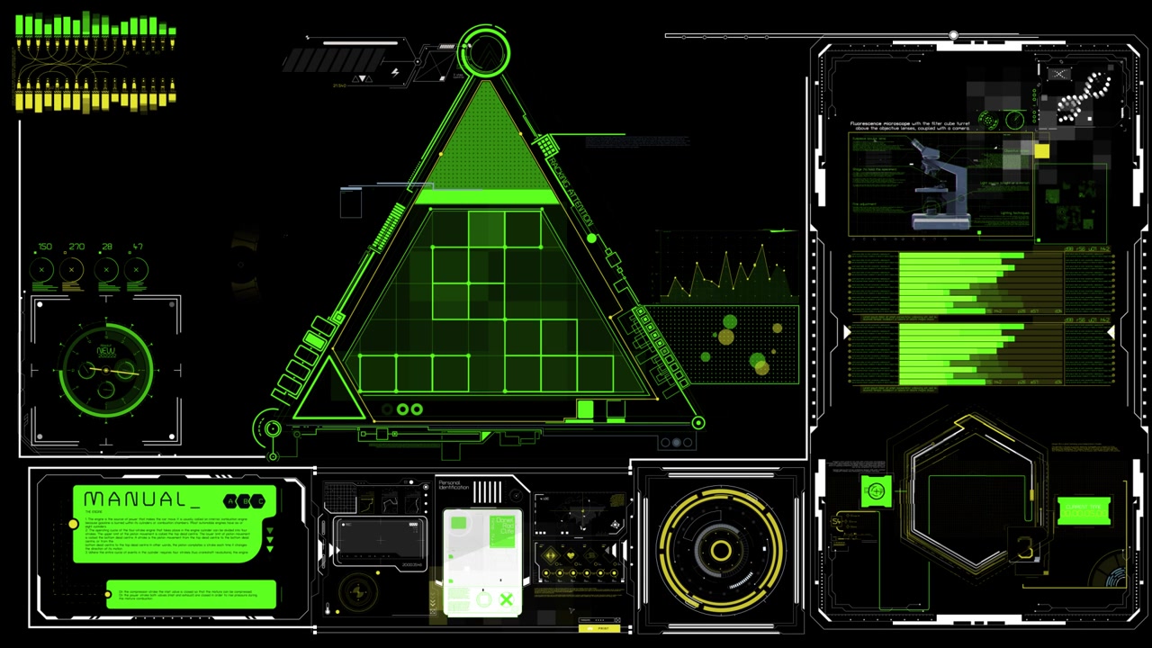Animated Futuristic Digital User Interface with Scientific Data