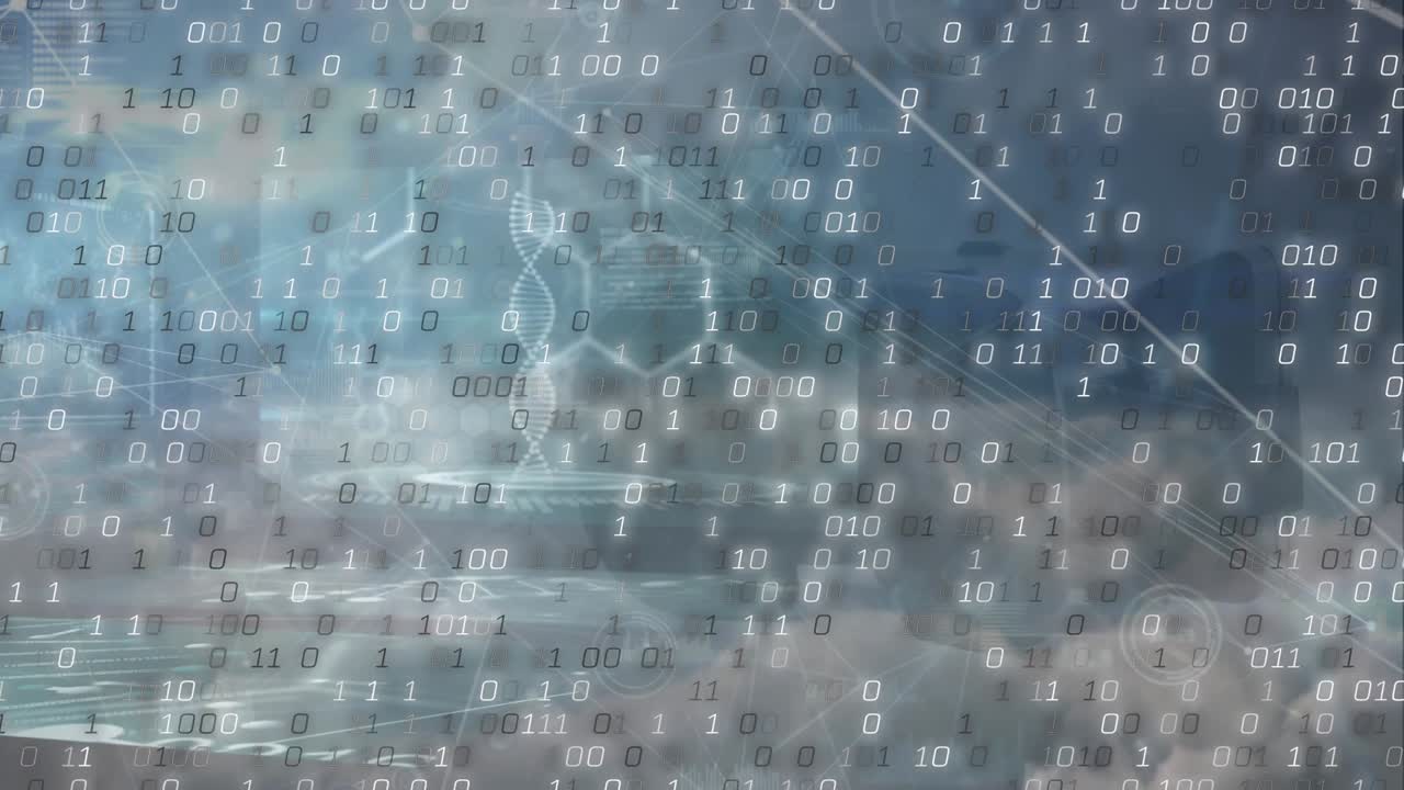 This video shows a binary code being processed over a transparent background