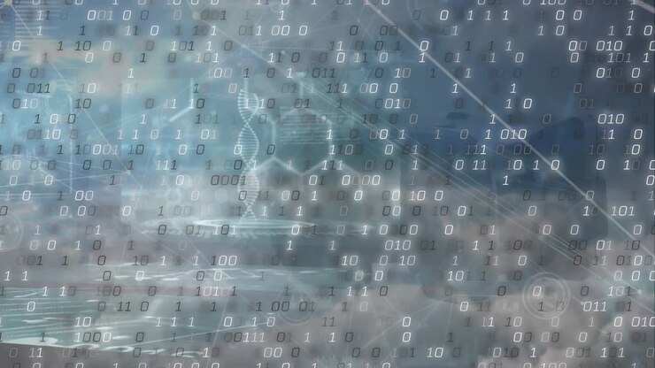 This video shows a binary code being processed over a transparent background