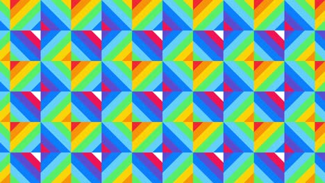 mosaico geométrico con azulejos multicolores animados. patrón de bucle sin costuras de movimiento gráfico en una paleta de colores brillantes
