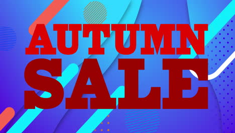 animación del banner de texto de venta de otoño contra formas abstractas de degradado en un patrón sin costuras