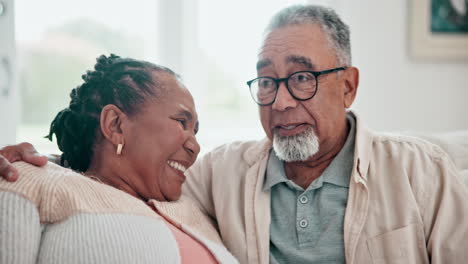 Forehead,-touch-and-senior-couple-in-home-on-sofa