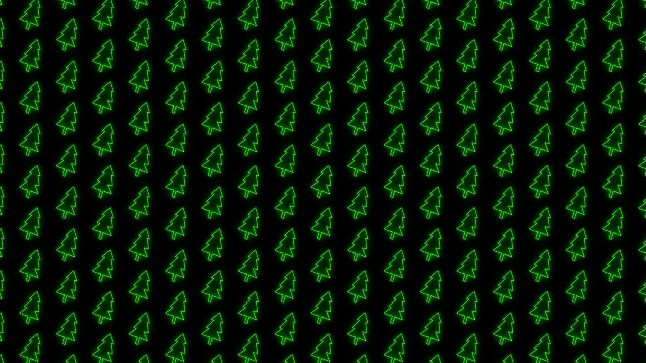 Christmas Tree Tiled Background Animation Pattern in Glowing Green and Black