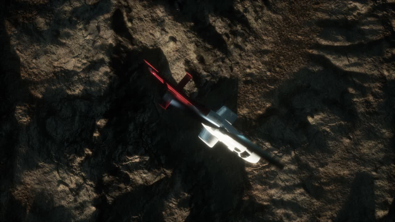 helicóptero en cámara lenta sobre el desierto rocoso