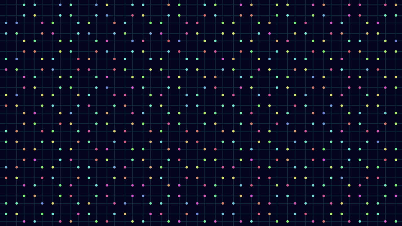 cuadrícula colorida de puntos en fondo negro