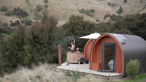 cabin with hot tub in nature