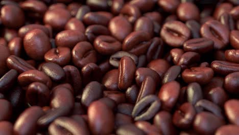 camera moving around roasted coffe beans, seamless loop