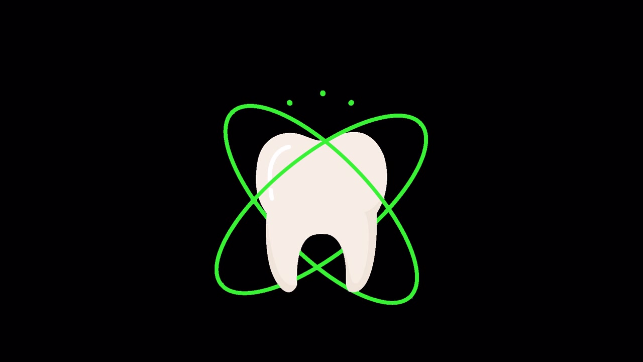 Geanimeerde tand met een roterende groene beschermende baan