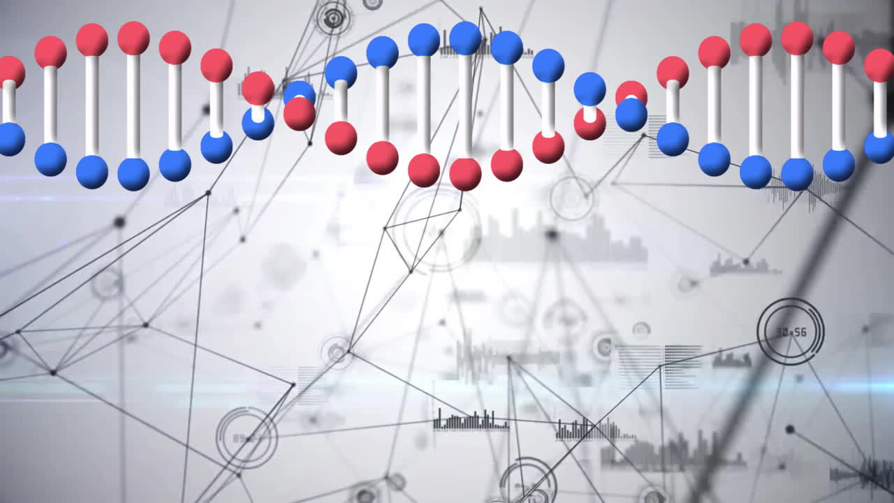 DNA strand with binary coding for scientific data processing animation in school