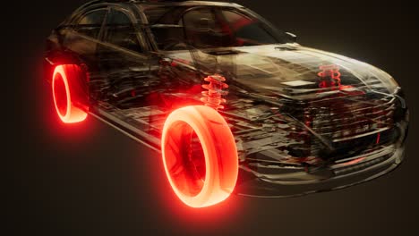 car wheels glowing in car