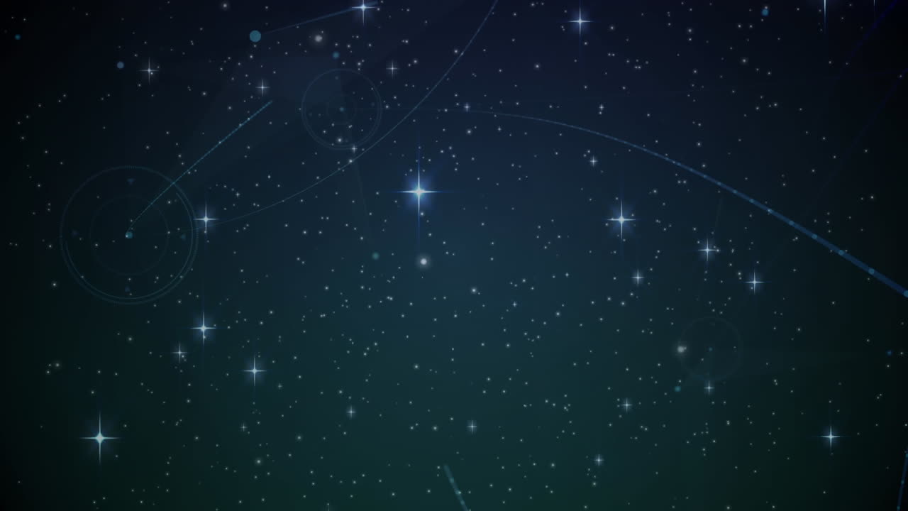 Animation von Sternen über einem Netzwerk von Verbindungen