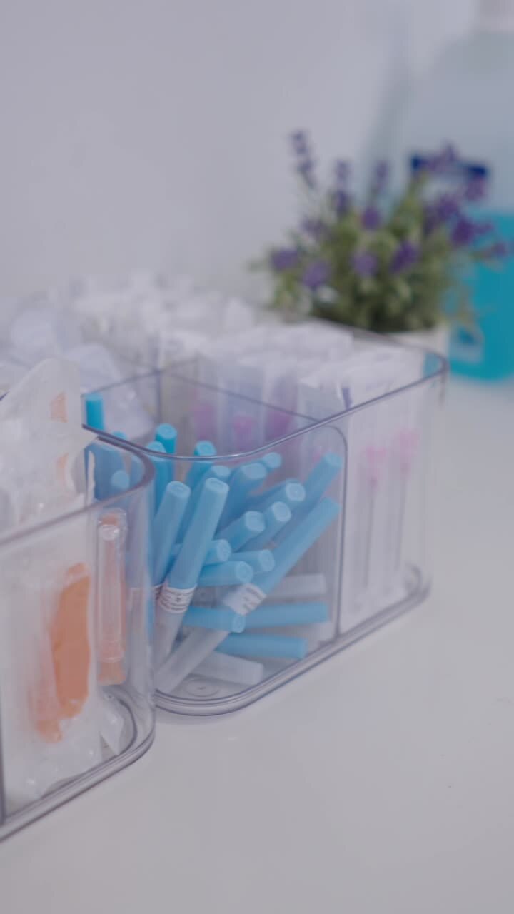 Organized medical supplies in containers