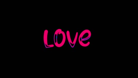 animation of the word love. stylish beautiful bright letters of love in neon. glowing animation of multi-colored text love.