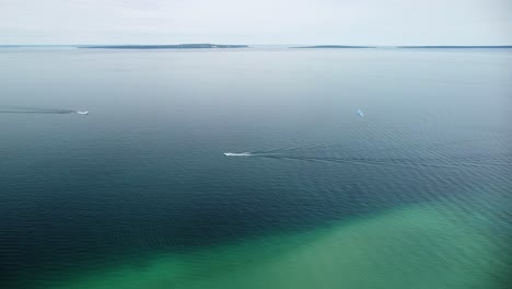 Aerial-of-Parasailing-at-Mackinac-Bridge-in-Summer