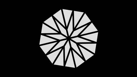 graphic object in black and white with stroboscopic and hypnotic effect, which rotates clockwise decreasing the size from full screen to disappearing in the center, in 16: 9 video format