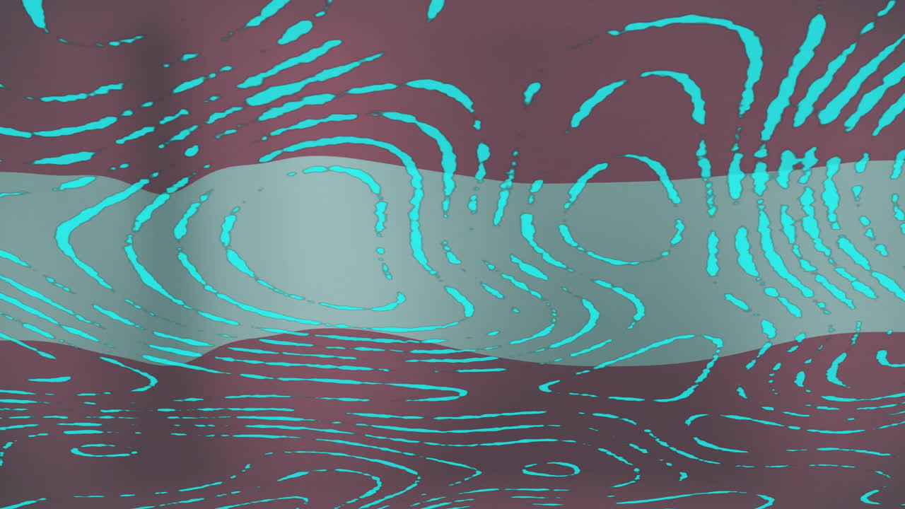 Animation of swirling turquoise and maroon pattern with abstract lines and shapes