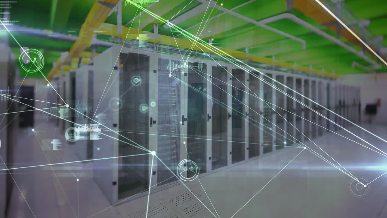 animación de la red de conexiones a través de servidores informáticos