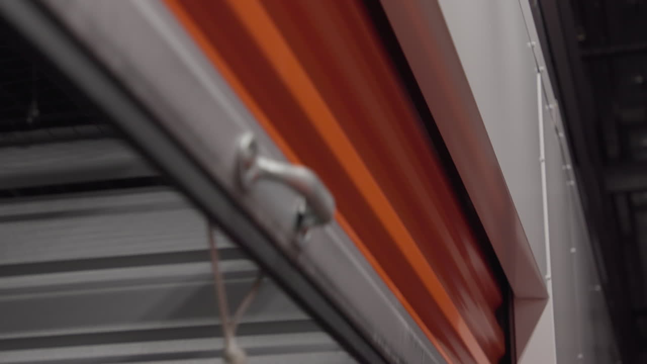 Industrial metal roll door opening up