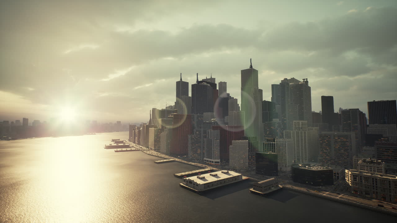 Aerial view of city skyscrapers