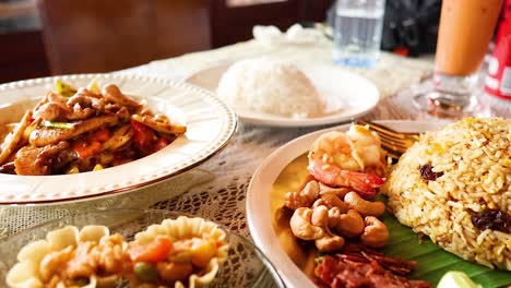 delicious thai dishes beautifully presented on table