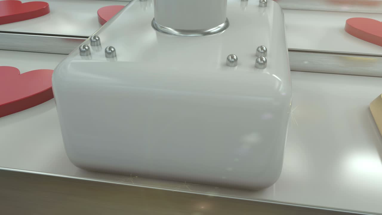 3d looped animation of transformation like icons into a gold bars (money, earnings) 소셜 네트워킹 공장의 컨베이어 테이프의 cgi입니다.