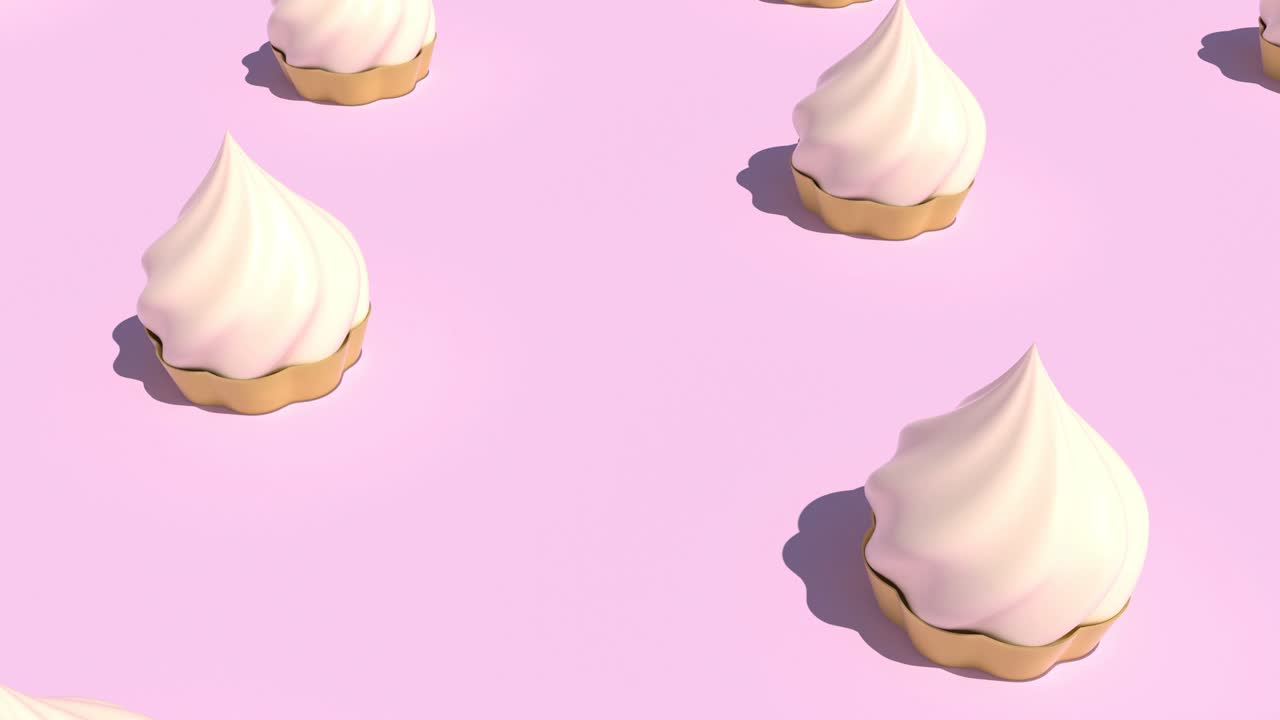 Grande gruppo di gelati su sfondo rosa chiaro con loop continuo 4k.
