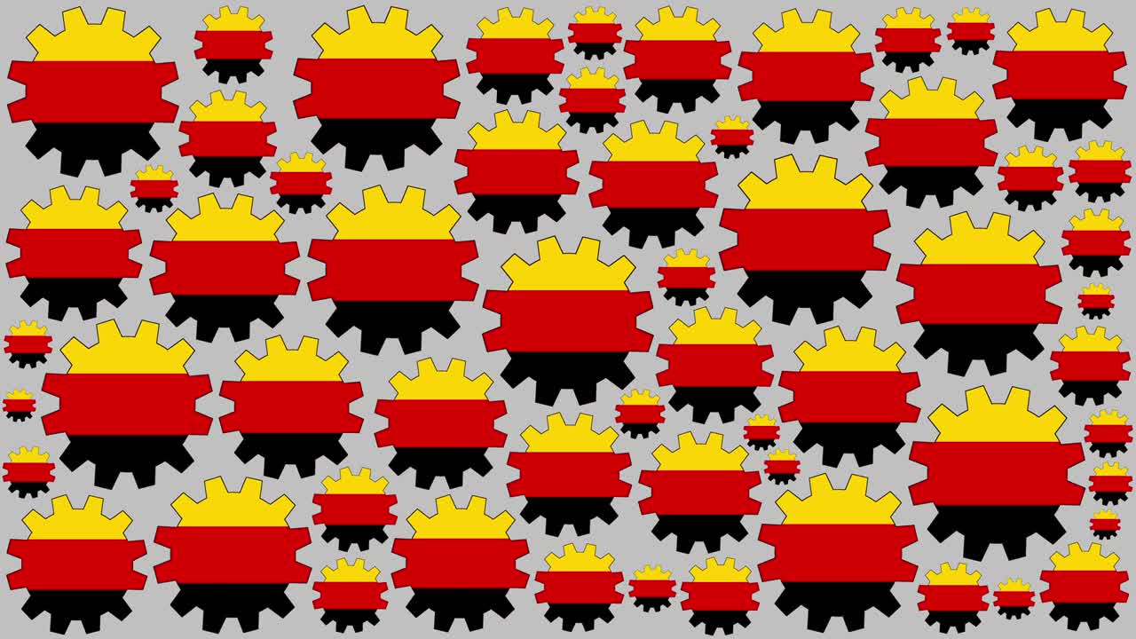 el fondo giratorio de los engranajes de la bandera alemana