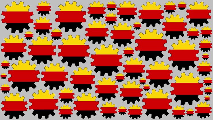 German flag gears spinning background