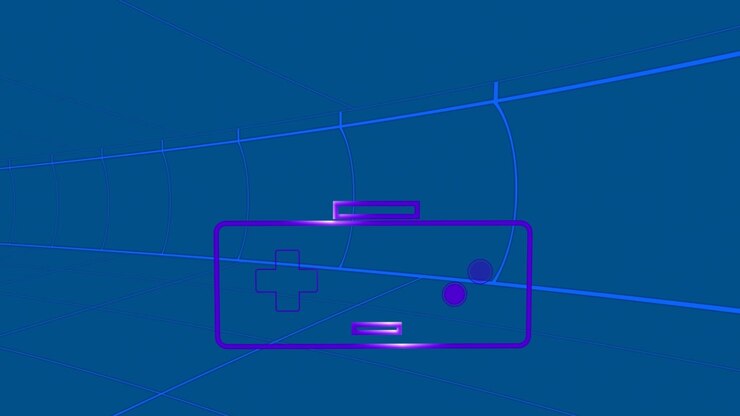 Animation of game pad in blue space with lines