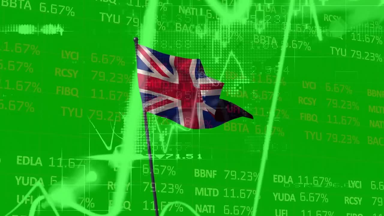 el procesamiento de datos financieros del mercado de valores rojo con línea blanca y estadísticas en fondo negro es