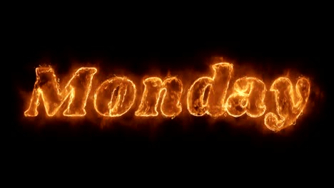 monday word hot animated burning realistic fire flame loop.