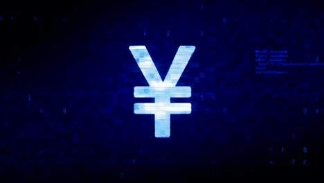 yen symbol currency symbol digital pixel noise error animation.