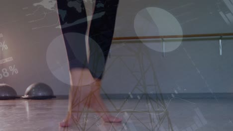 animación del procesamiento de datos sobre las piernas de las bailarinas de ballet