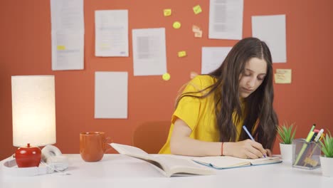 una niña haciendo investigación.