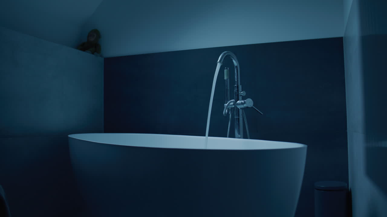 Modern Bathroom Tub Filling with Water