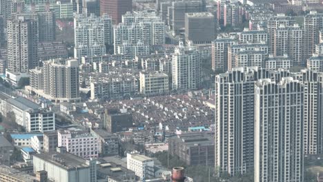 drone aerial view of residential building in shanghai downtown